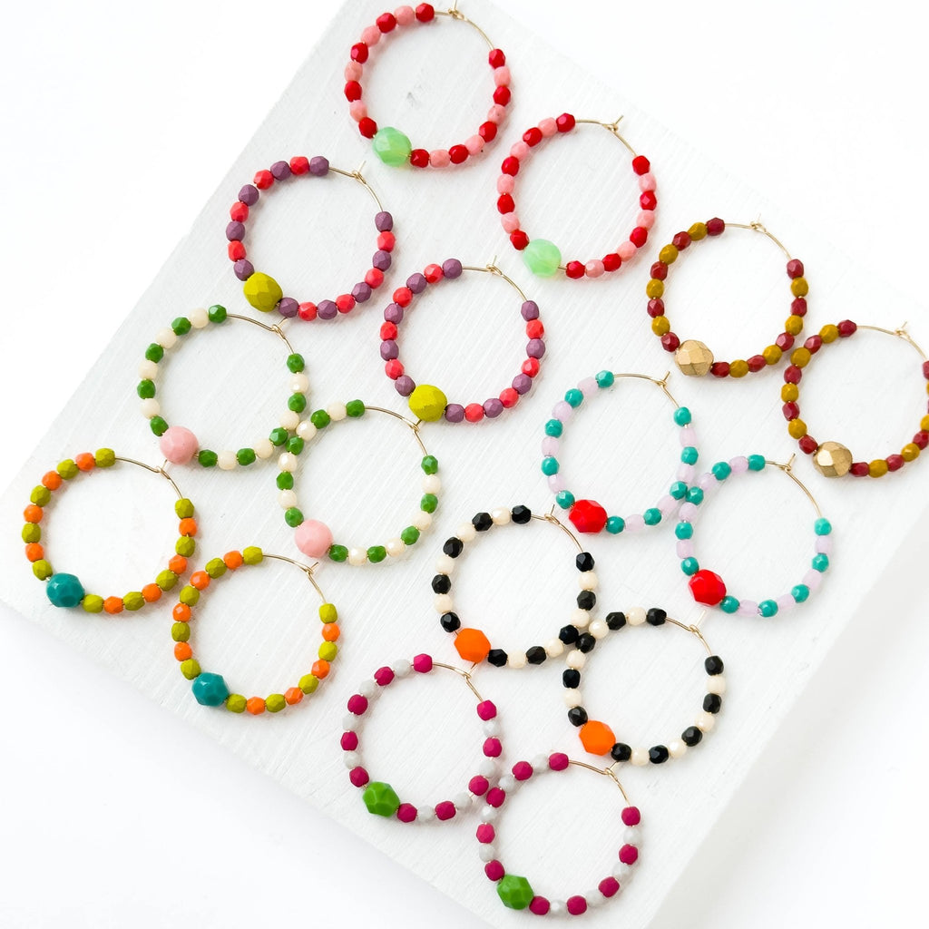 Colorful Gold Filled Hoops with Beads - Harmony