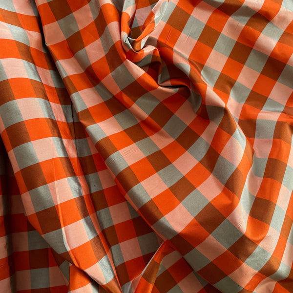 Orange & Grey Shantung Silk - Harmony