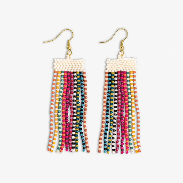 Adaline alternating two - tone strands fringe earring multicolor - Harmony