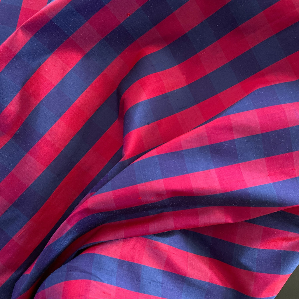 Magenta & Blue Gingham Dupioni Silk - Harmony