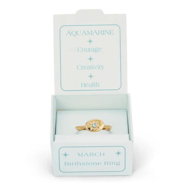 Birthstone Signet Ring - March - Harmony