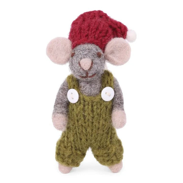 Mouse in Green Overalls Ornament - Harmony