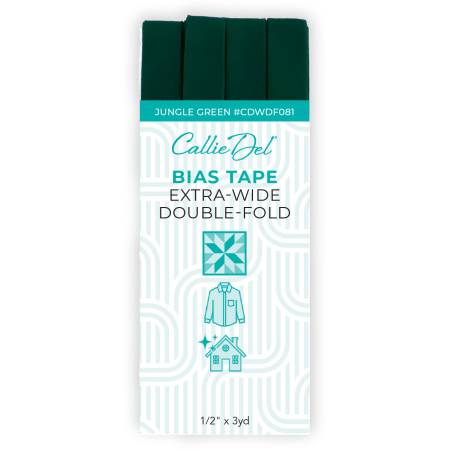 Extra Wide Double Fold Bias Tape / Callie Del / 081 Jungle Green - Harmony