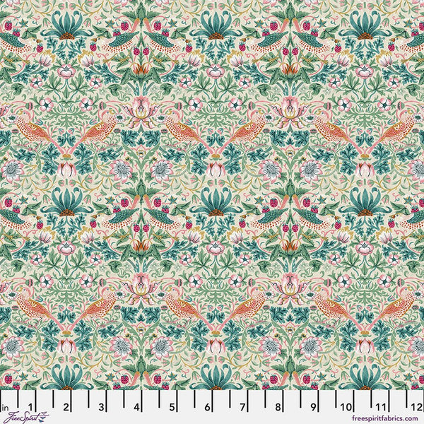 Bedford Park Cotton Lawn / Mini Strawberry Thief / Mineral - Harmony