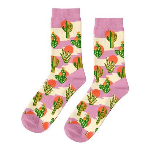 Cactus Sunset Crew Socks - Small - Harmony