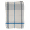 A plaid towel with a blue stripe on a white background