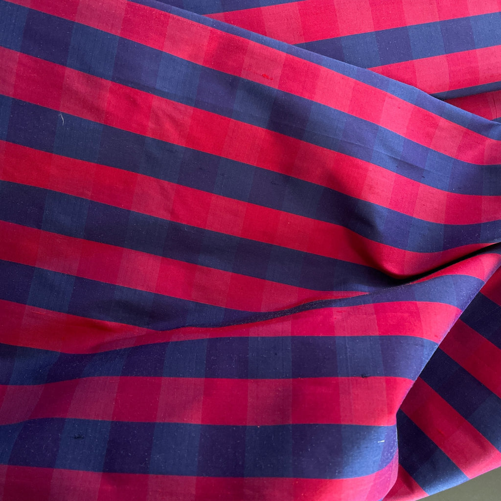 Magenta & Blue Gingham Dupioni Silk - Harmony