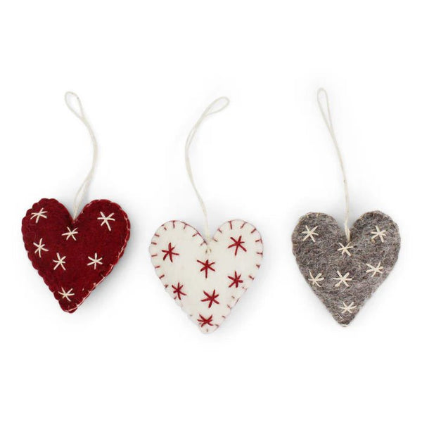 Heart Ornaments with Stars Set of 3 - Harmony