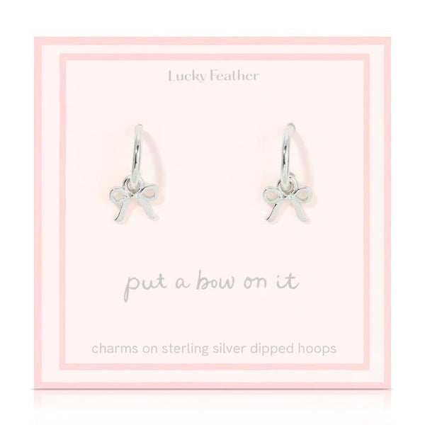 Beautiful Bow Charm Hoop Earrings - Silver - Harmony