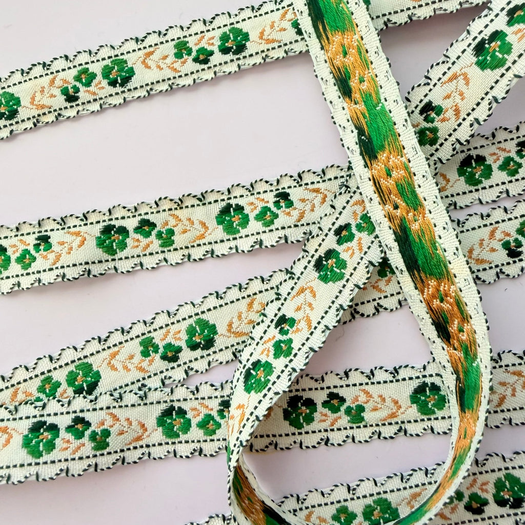 Vintage Green and Gold Floral Trim - Harmony