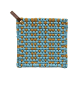 Cotton Crocheted Pot Holder w/ Leather Loop - Harmony