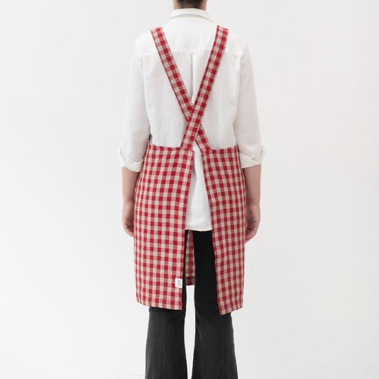 Patterned Linen Crossback Apron - Harmony