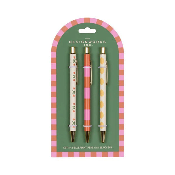 A Dopo Set of 3 Pens - Flower, Stripe, Lemon - Harmony