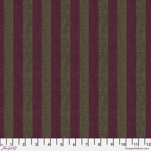 Shot Cotton Wide Stripe / Cranberry - Harmony