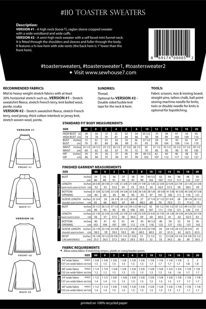 Sew House 7 / Toaster Sweaters - Harmony