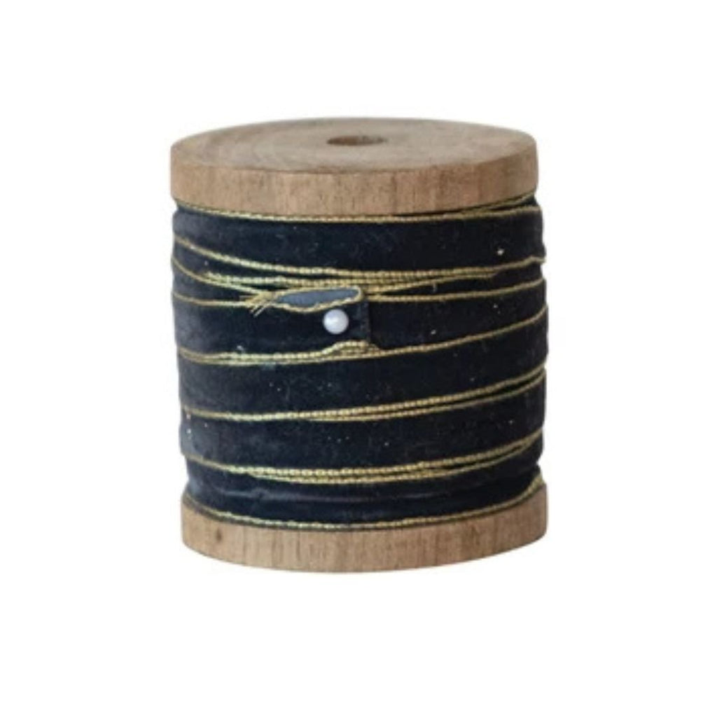 10 Yard Velvet Ribbon Cool w/ Metallic Edges on Wood Spool, 3 Colors (Copy) - Harmony