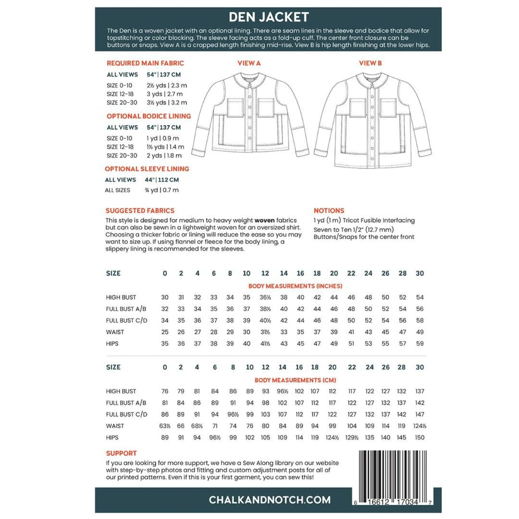 Chalk and Notch Patterns / Den Jacket - Harmony