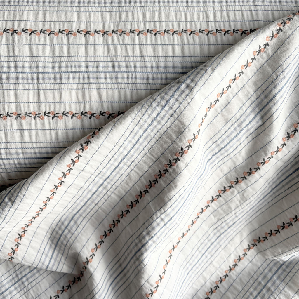 Cottage Garden Stripe / Peachy Blooms - Harmony