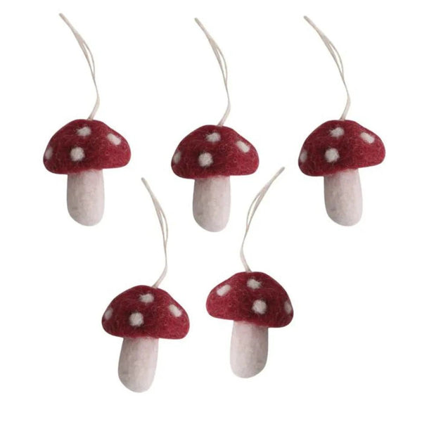 Mini Mushroom Ornaments Set of 5 - Harmony