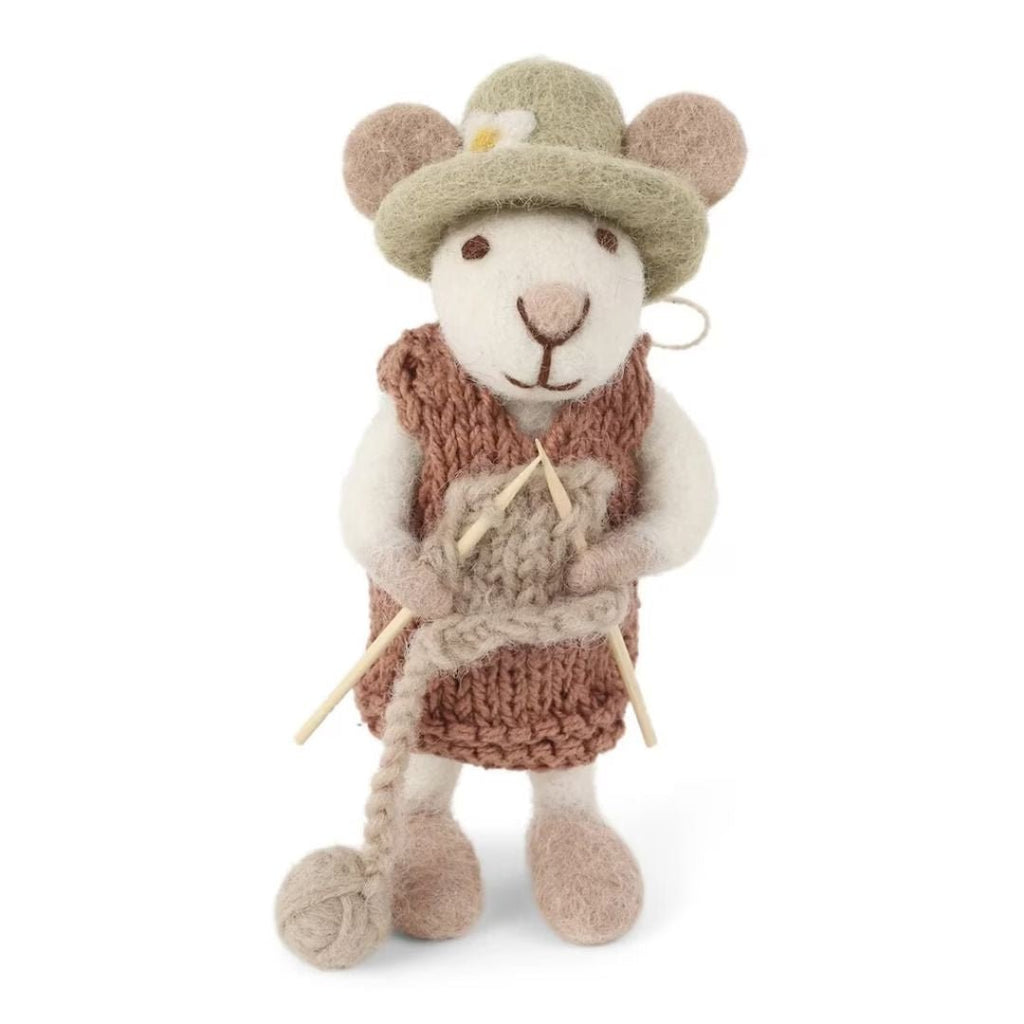 Knitting Mouse Ornament - Harmony