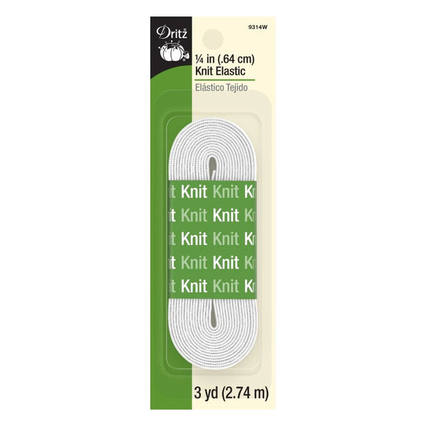 1/4" Knit Elastic, White, 3 yd - Harmony