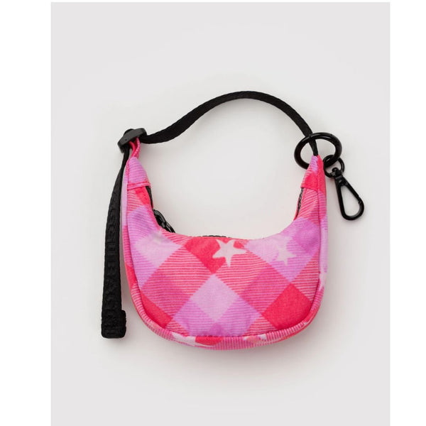 Crescent Bag Charm / Pink Star Plaid - Harmony