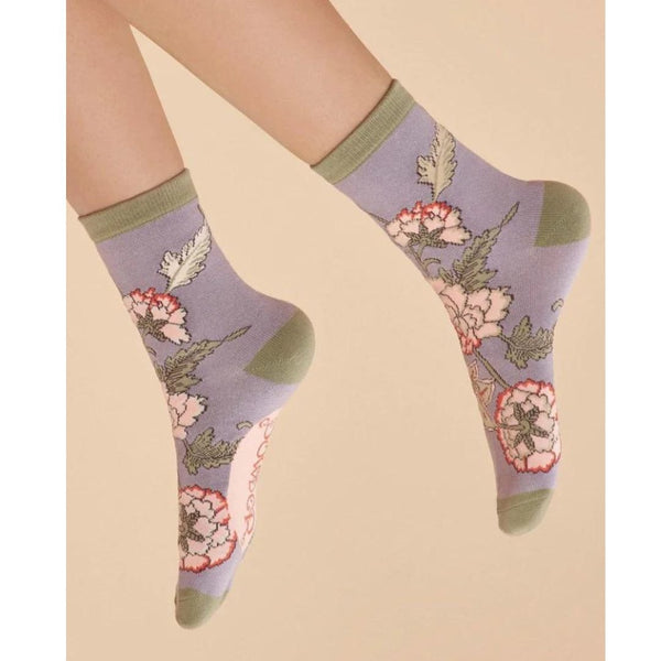 Lilac Paisley Bamboo Ankle Socks - Harmony