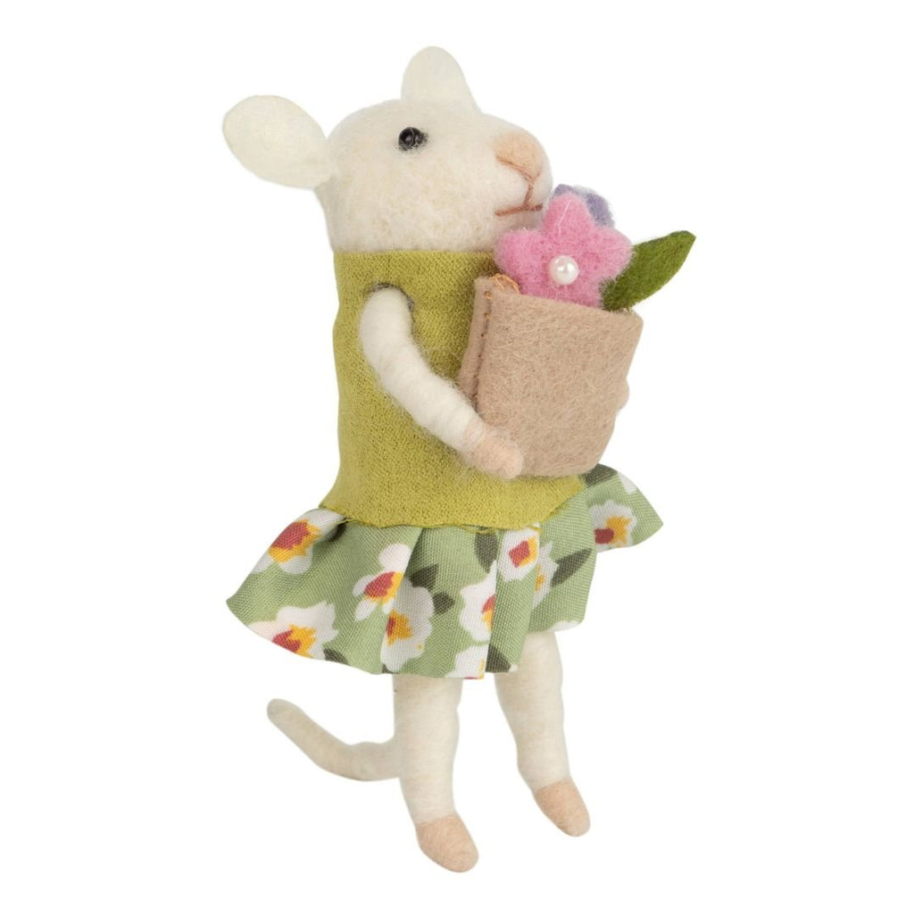 Felt Mouse With Flowers Ornament - Harmony