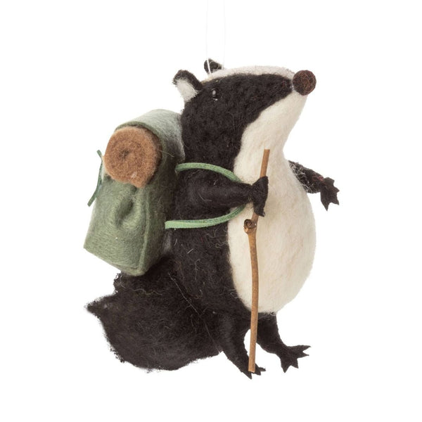 Hiking Badger Ornament - Harmony