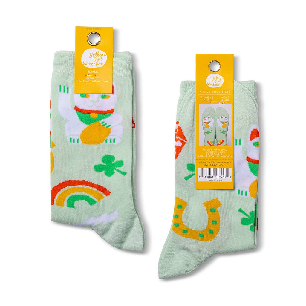 Lucky Cat & Clover Small Crew Socks - Harmony