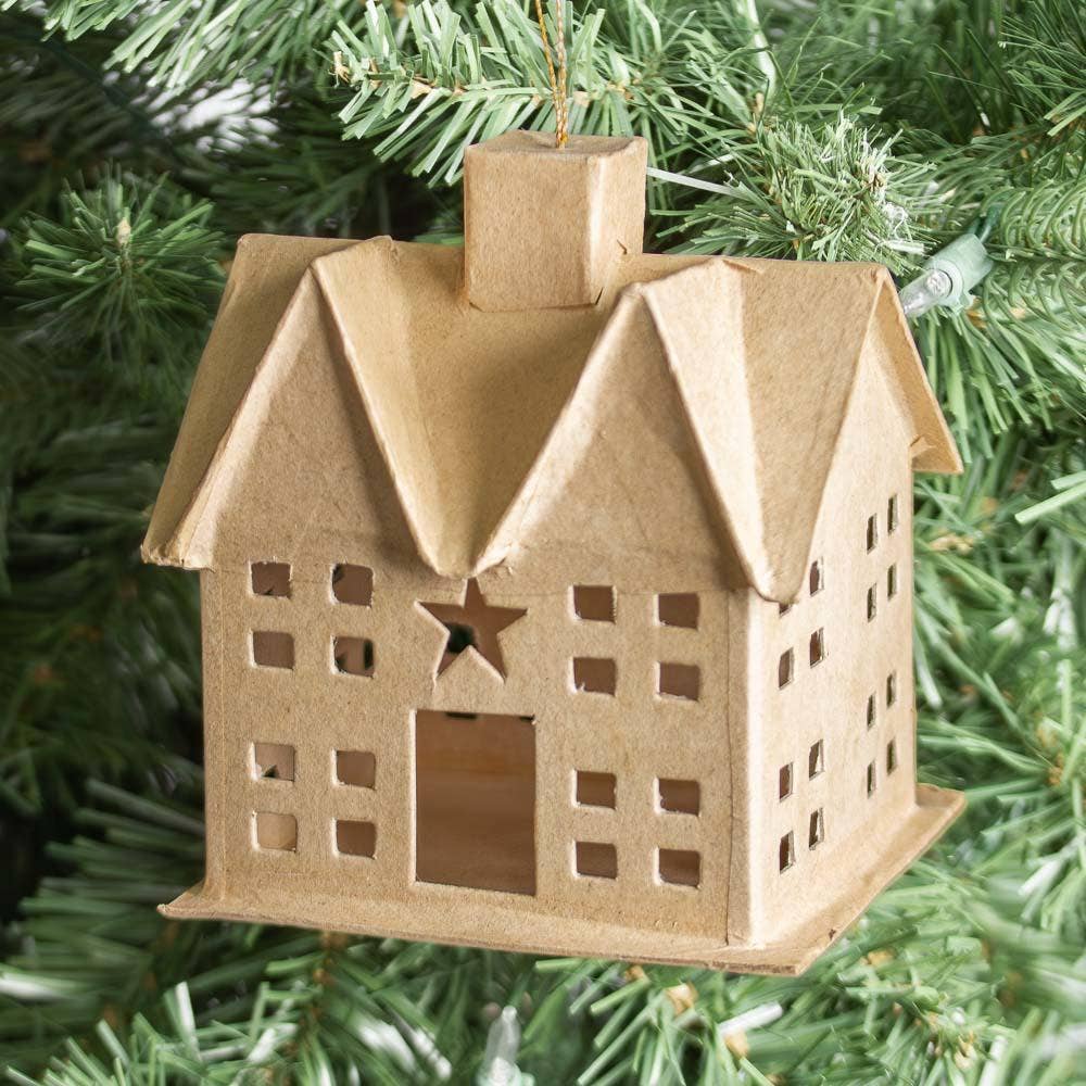 Paper Mache Saltbox House Ornament - Medium - Harmony