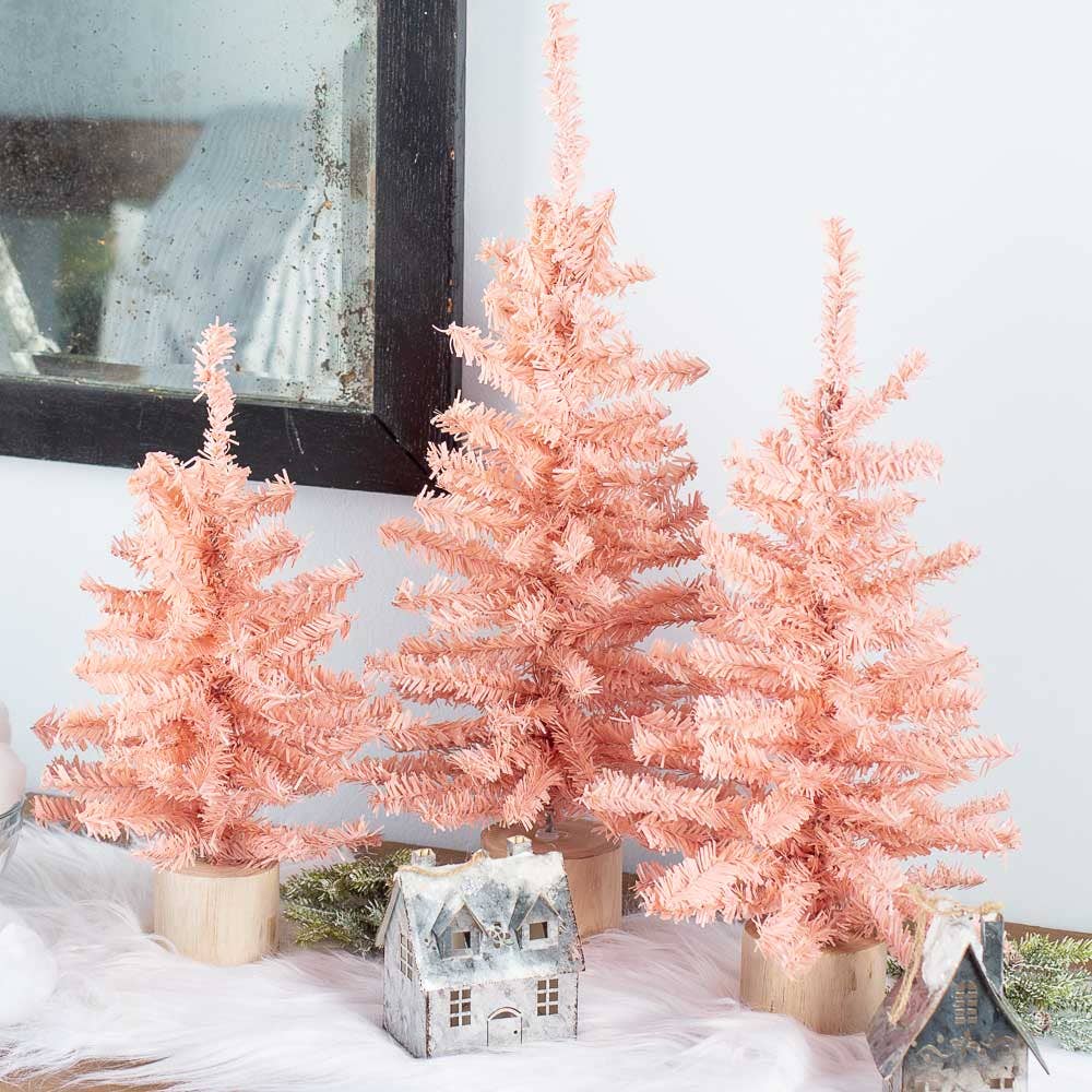 12" Blush Pink Artificial Canadian Pine Tree - Harmony