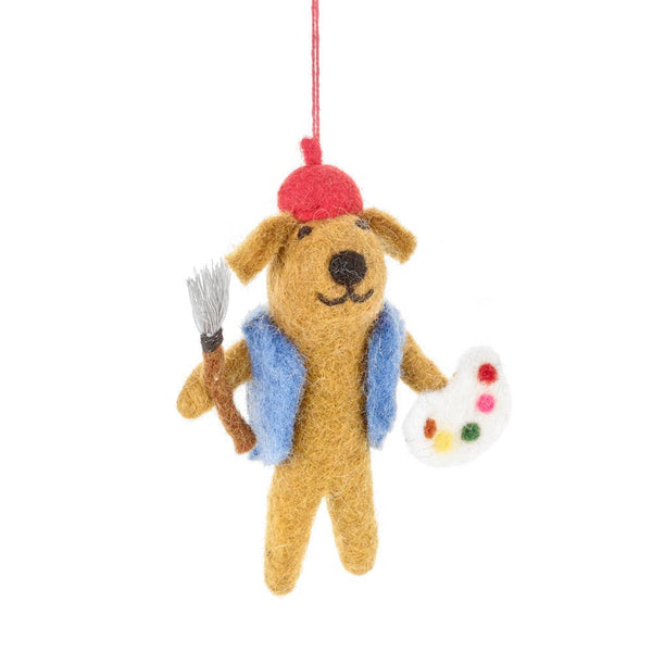 Painting Pooch Wool Ornament - Harmony