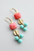 Salmon and turquoise earrings - Harmony