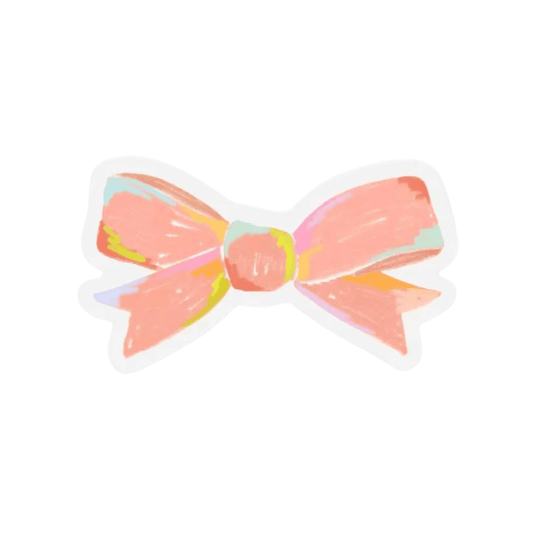 Clear Coral Bow Sticker, 2.5x1.4in. - Harmony