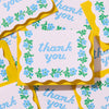 Floral Cross Stitch Letterpress Scallop Thank You Card Set of 10 - Harmony