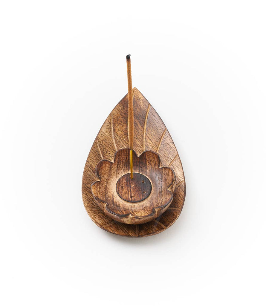 Kairavini Lotus Incense Holder - Handcrafted Mango Wood - Harmony