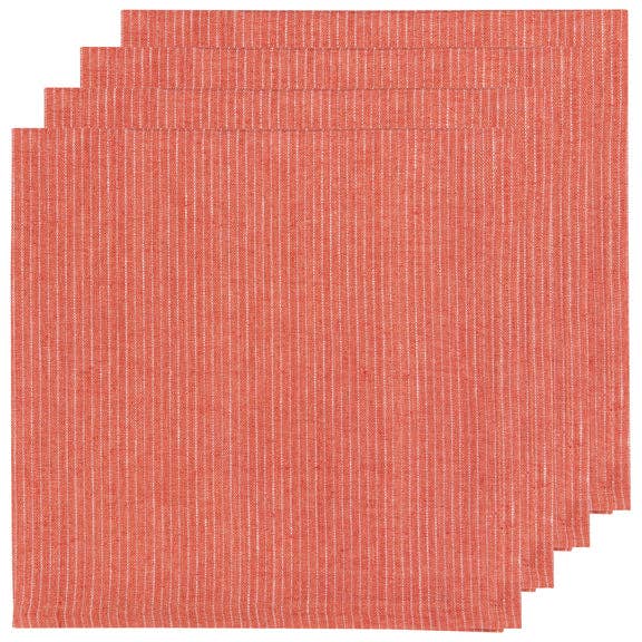 Clay Pinstripe Linen Napkins Set of 4 - Harmony