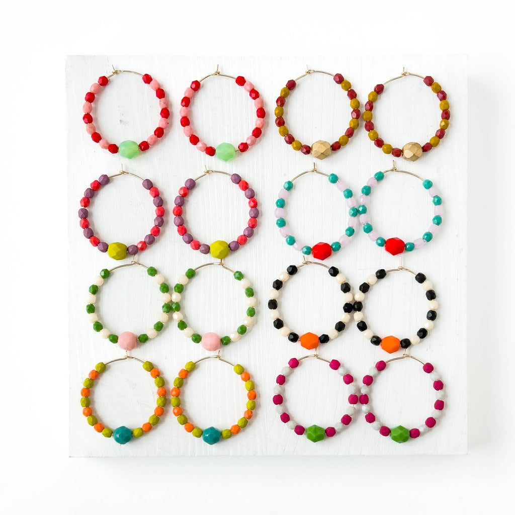 Colorful Gold Filled Hoops with Beads - Harmony