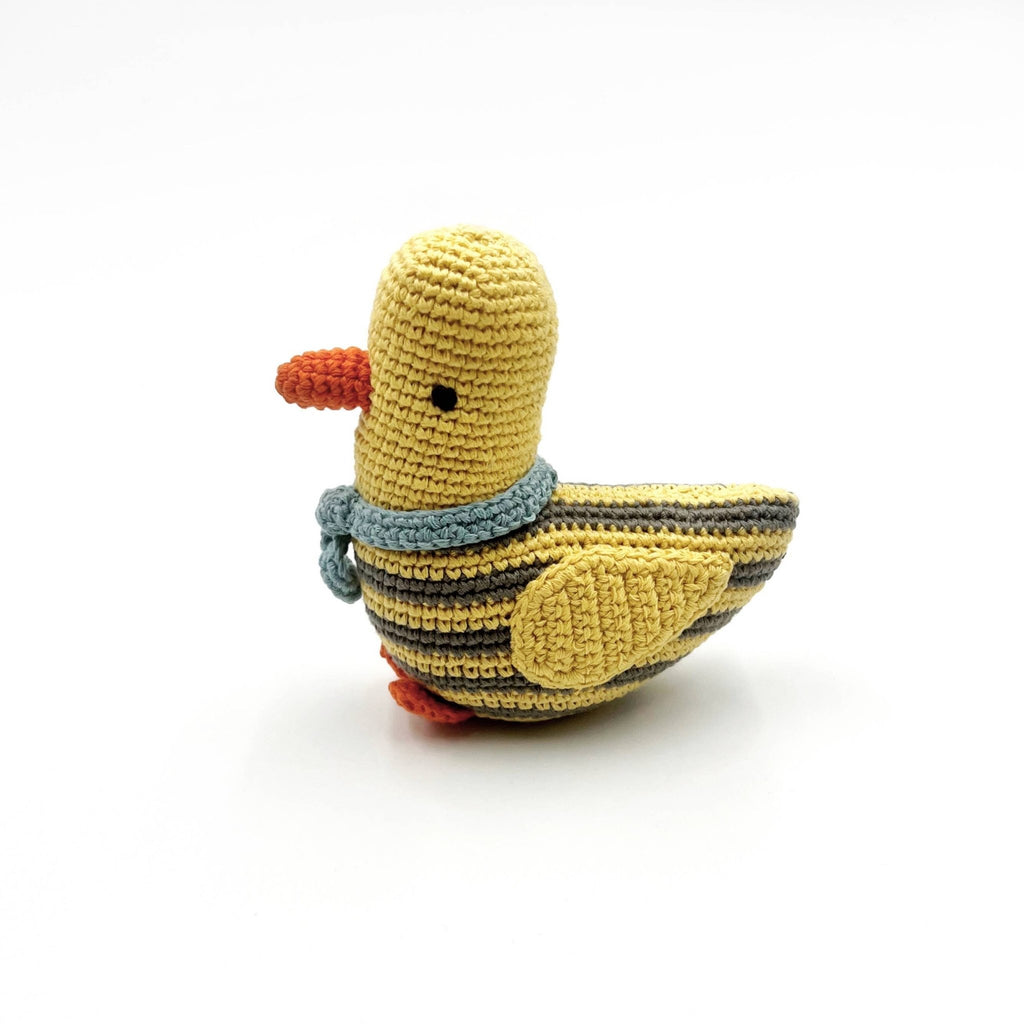 Baby Duck Rattle - Stripey Yellow - Harmony