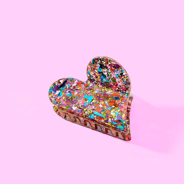 Heart Claw Hair Clip / Pink + Confetti - Harmony