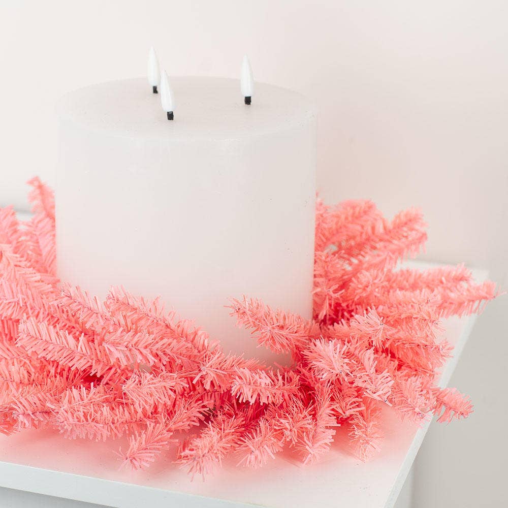 12" Pink Artificial Pine Wreath - Harmony