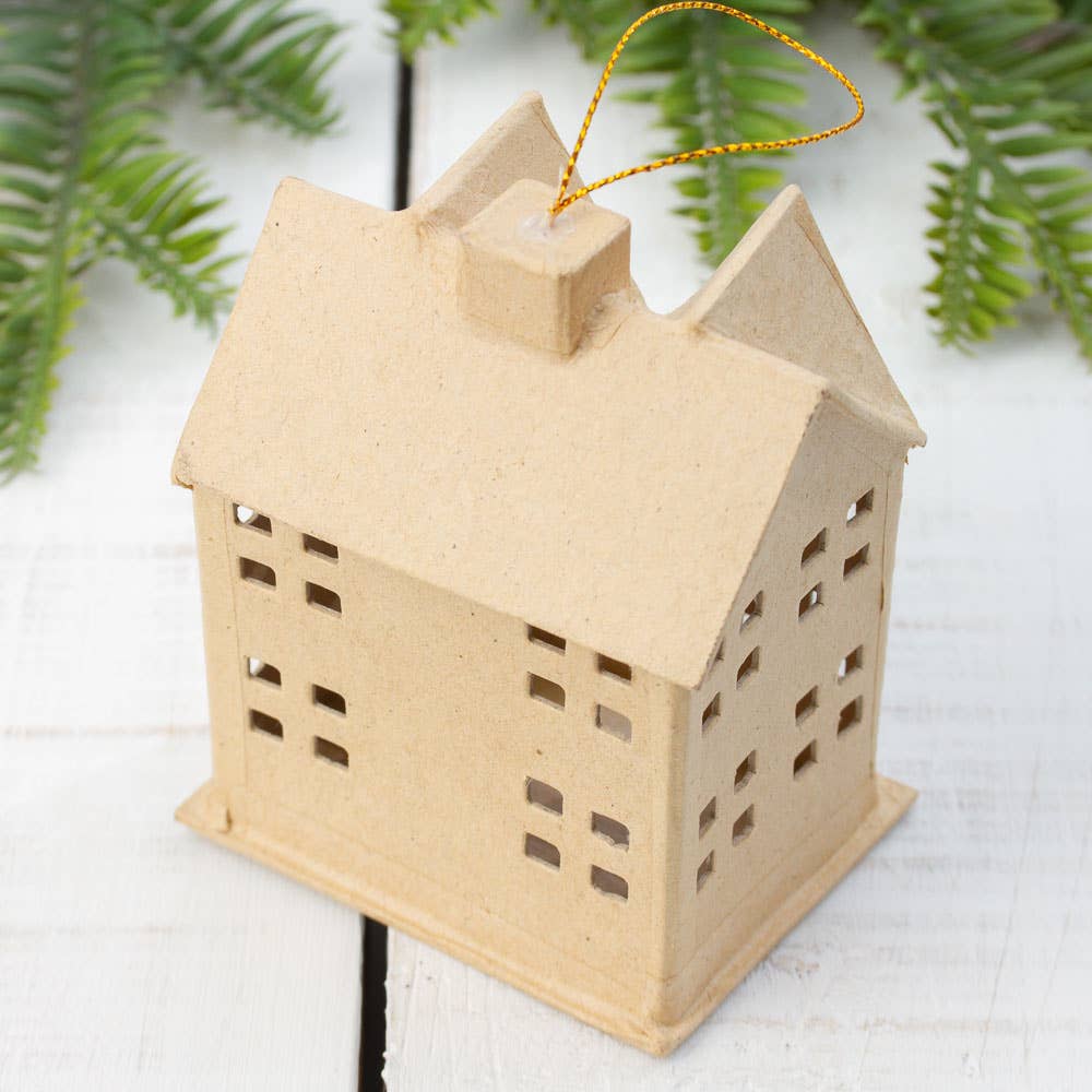 Paper Mache Saltbox House Ornament - Small - Harmony