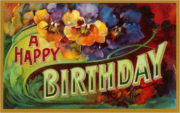 Vintage Postcard / A Happy Birthday, Flowers - Harmony