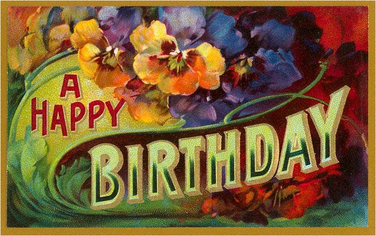 Vintage Postcard / A Happy Birthday, Flowers - Harmony