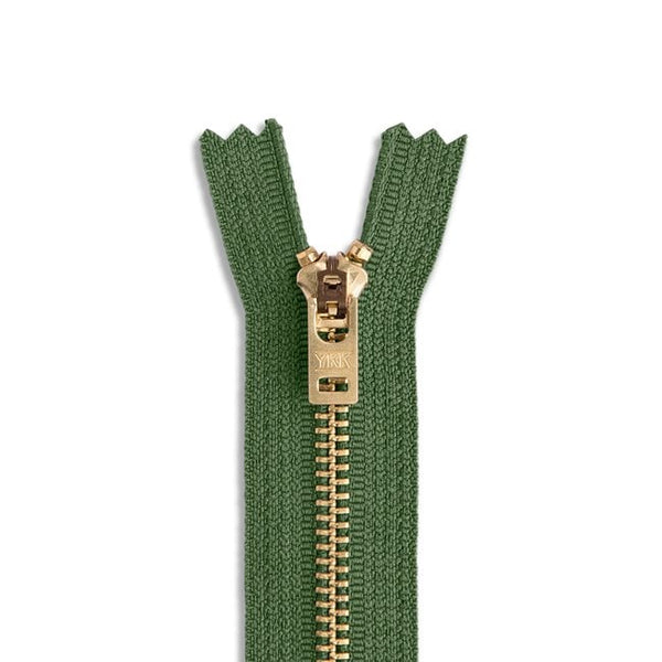 5 7" Brass Jean Zipper / Army Green (566) - Harmony