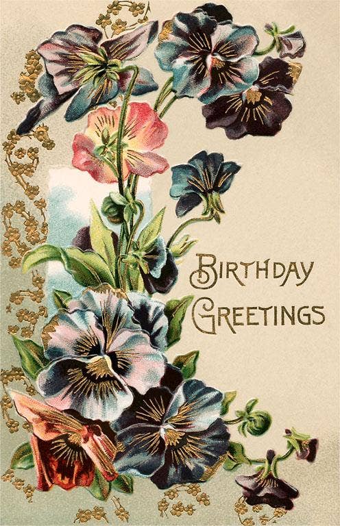 Vintage Postcard / Birthday Greetings Flowers - Harmony