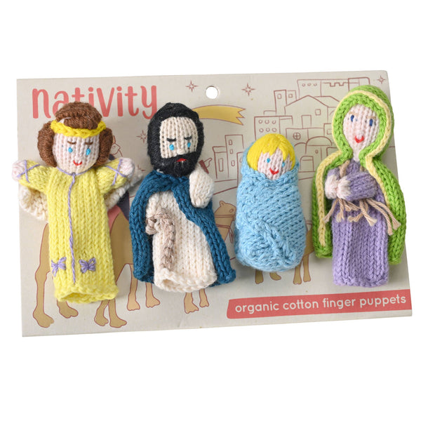 Nativity Story Pack of 4 - Organic Cotton Finger Puppets - Christmas Gift - Harmony