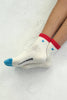 Embroidered Color Block Girlfriend Socks / Blue Red + Heart - Harmony
