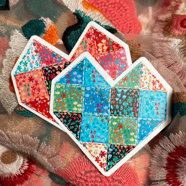 Quilt Heart Vinyl Sticker / Blue - Harmony